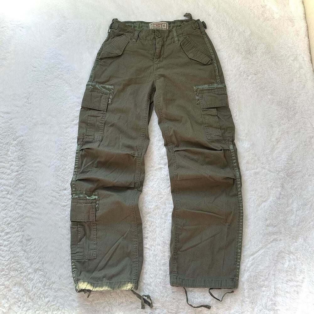 VTG Abercrombie Cargo Pants Women's Size 24 00S Olive Army Green Utility Vintage